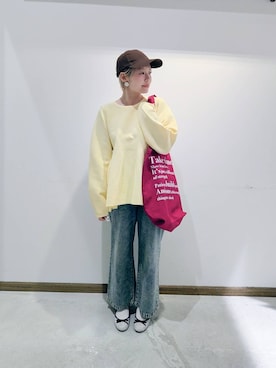 「UNIVERSAL OVERALL（ユニバーサルオーバーオール）のアイテム」を使った、のみ子さん（レディース・154cm）の春コーディネート