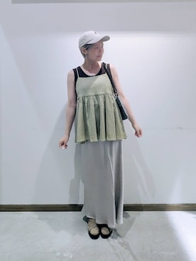 「GLOBAL WORK（グローバルワーク）のアイテム（キャップ）」を使った、のみ子さん（レディース・154cm）の夏コーディネート