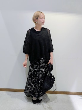 「GLOBAL WORK（グローバルワーク）のメッシュラメポロニット半袖/587686（ニット/セーター）」を使った、のみ子さん（レディース・154cm）の秋コーディネート