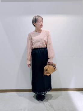 「GLOBAL WORK（グローバルワーク）の500mペットボトル収納可能/スペ軽チャーム付き2WAYボストン/646553（ボストンバッグ、ブラウン系）」を使った、のみ子さん（レディース・154cm）の春コーディネート