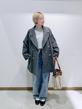 「GLOBAL WORK（グローバルワーク）のアイテム（デニムパンツ）」を使った、のみ子さん（レディース・154cm）の冬コーディネート