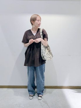 「アイテム（バレエシューズ）」を使った、のみ子さん（レディース・154cm・30代）の夏コーディネート