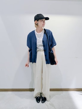 「GLOBAL WORK（グローバルワーク）のアイテム（帽子）」を使った、のみ子さん（レディース・154cm）の夏コーディネート