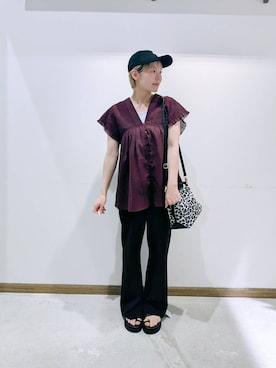 「GLOBAL WORK（グローバルワーク）のアイテム（キャップ）」を使った、のみ子さん（レディース・154cm）の夏コーディネート
