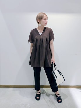 「ウツクシルエット_GLOBAL WORK」｜のみ子さん（レディース・154cm）の夏コーディネート