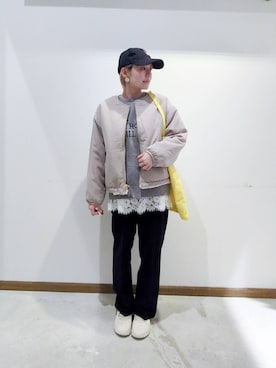 「GLOBAL WORK（グローバルワーク）のアイテム（ブルゾン）」を使った、のみ子さん（レディース・154cm）の秋コーディネート