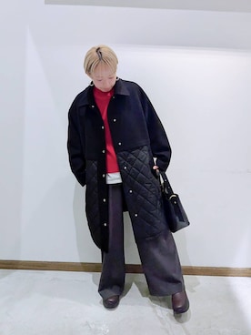 「アイテム（ステンカラーコート）」を使った、のみ子さん（レディース・154cm・30代）の冬コーディネート