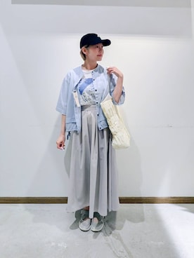 「GLOBAL WORK（グローバルワーク）のアイテム（帽子）」を使った、のみ子さん（レディース・154cm）の夏コーディネート