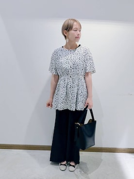 「アイテム（バレエシューズ）」を使った、のみ子さん（レディース・154cm）の夏コーディネート