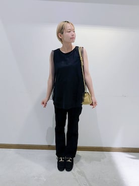 「撥水」｜「アイテム（デニムパンツ）」を使った、のみ子さん（レディース・154cm）の秋コーディネート