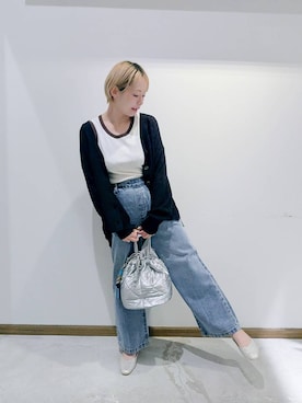 「撥水」｜「アイテム（デニムパンツ）」を使った、のみ子さん（レディース・154cm）の秋コーディネート