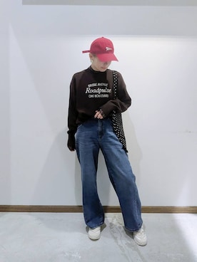 「撥水」｜「アイテム（デニムパンツ）」を使った、のみ子さん（レディース・154cm）の冬コーディネート