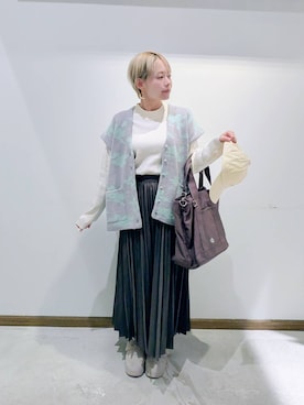 「アイテム（ベスト）」を使った、のみ子さん（レディース・154cm・30代）の冬コーディネート