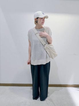「秋コーデ」｜「アイテム（キャップ）」を使った、のみ子さん（レディース・154cm）の夏コーディネート