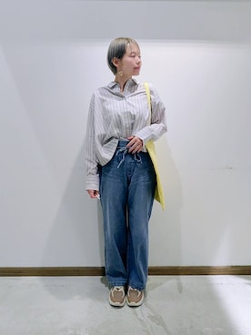 「GLOBAL WORK（グローバルワーク）の晴雨兼用レースアップスニーカー/601688（その他シューズ、ブラウン系）」を使った、のみ子さん（レディース・154cm）の春コーディネート