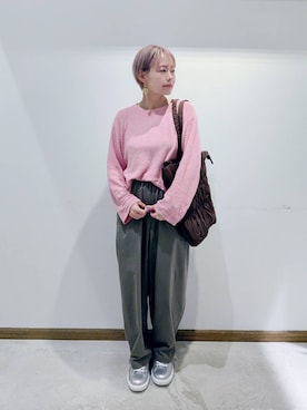 「GLOBAL WORK（グローバルワーク）の推しごとギャザートート/495802（トートバッグ）」を使った、のみ子さん（レディース・154cm）の秋コーディネート