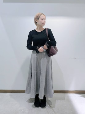 「アイテム（ボストンバッグ）」を使った、のみ子さん（レディース・154cm・30代）の秋コーディネート