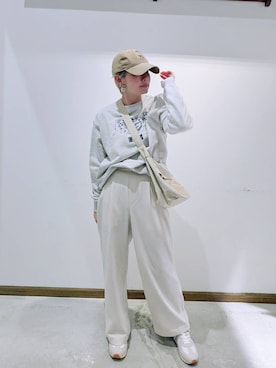 「アイテム（ハット）」を使った、のみ子さん（レディース・154cm）の冬コーディネート