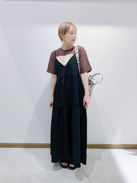 「GLOBAL WORK（グローバルワーク）のアイテム（ワンピース/ドレス）」を使った、のみ子さん（レディース・154cm）の夏コーディネート