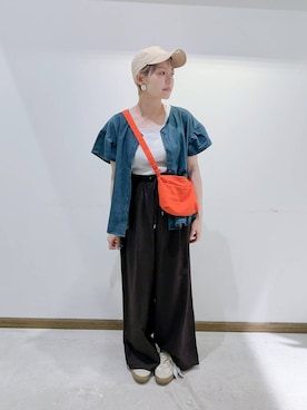 「デニムシャツ」｜のみ子さん（レディース・154cm）の夏コーディネート
