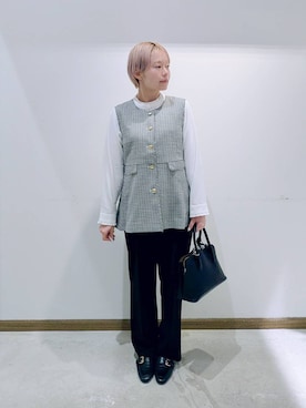 「GLOBAL WORK（グローバルワーク）のアイテム（セットアップ）」を使った、のみ子さん（レディース・154cm）の冬コーディネート