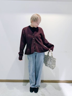 「撥水」｜「アイテム（デニムパンツ）」を使った、のみ子さん（レディース・154cm）の秋コーディネート