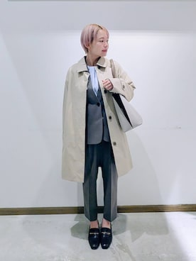 「GLOBAL WORK（グローバルワーク）のアイテム（ステンカラーコート）」を使った、のみ子さん（レディース・154cm）の冬コーディネート