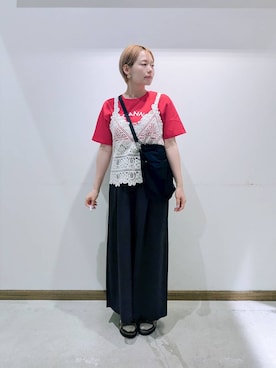 「GLOBAL WORK（グローバルワーク）のアイテム（パンツ）」を使った、のみ子さん（レディース・154cm）の夏コーディネート
