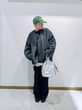 「アイテム（ノーカラーコート）」を使った、のみ子さん（レディース・154cm）の秋コーディネート