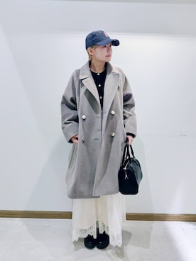 「アイテム（ボストンバッグ）」を使った、のみ子さん（レディース・154cm）の冬コーディネート