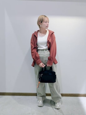 「アイテム（ボストンバッグ）」を使った、のみ子さん（レディース・154cm・30代）の夏コーディネート