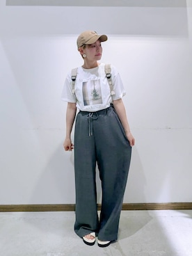 「NEW ERA（ニューエラ）のNEW ERA/CASUAL CLASSIC/26/616621（キャップ、ベージュ系）」を使った、のみ子さん（レディース・154cm）の夏コーディネート