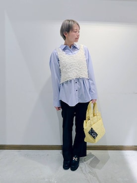 「GLOBAL WORK（グローバルワーク）のエアかる厚底ローファー/136031（ローファー、ブラック系）」を使った、のみ子さん（レディース・154cm）の春コーディネート