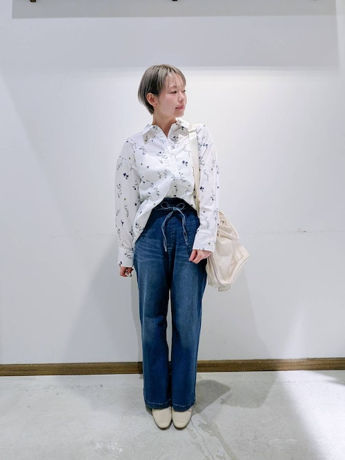 bonjour diary セットアップフラワープリント長袖ブラウス フラワーモチーフ付きシアーブラウス（83031510） | Rose