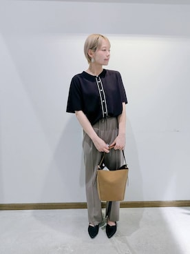 「アイテム（スラックス）」を使った、のみ子さん（レディース・154cm・30代）の夏コーディネート