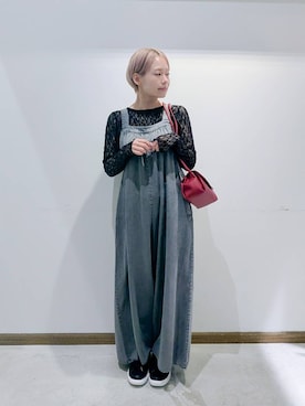 「アイテム（オールインワン・サロペット）」を使った、のみ子さん（レディース・154cm・30代）の秋コーディネート