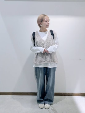 「アイテム（ベスト）」を使った、のみ子さん（レディース・154cm・30代）の秋コーディネート