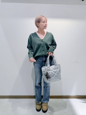 「撥水」｜「アイテム（デニムパンツ）」を使った、のみ子さん（レディース・154cm）の秋コーディネート