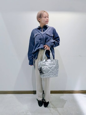 「撥水」｜「アイテム（スラックス）」を使った、のみ子さん（レディース・154cm）の秋コーディネート