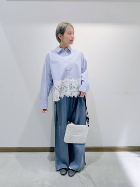 「GLOBAL WORK（グローバルワーク）のらくっション撥水バレエ/135873（バレエシューズ、グレー系）」を使った、のみ子さん（レディース・154cm）の春コーディネート