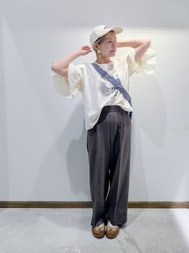 「アイテム（帽子）」を使った、のみ子さん（レディース・154cm・30代）の夏コーディネート