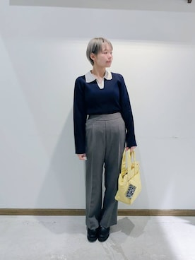 「GLOBAL WORK（グローバルワーク）のエアかる厚底ローファー/136031（ローファー、ブラック系）」を使った、のみ子さん（レディース・154cm）の春コーディネート