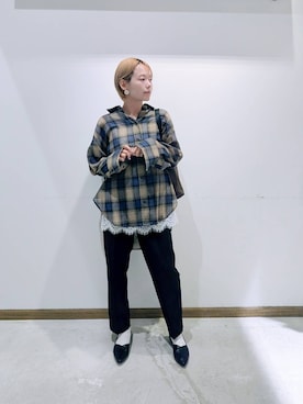「GLOBAL WORK（グローバルワーク）のらくっションポインテッドバブーシュ/282406（パンプス、ブラック系）」を使った、のみ子さん（レディース・154cm）の夏コーディネート