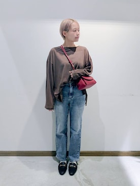 「撥水」｜「アイテム（デニムパンツ）」を使った、のみ子さん（レディース・154cm）の秋コーディネート