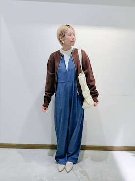 「GLOBAL WORK（グローバルワーク）のらくっションポインテッドバブーシュ/282406（パンプス、ホワイト系）」を使った、のみ子さん（レディース・154cm）の春コーディネート