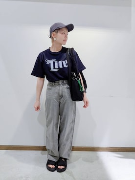 「撥水」｜「アイテム（デニムパンツ）」を使った、のみ子さん（レディース・154cm）の秋コーディネート