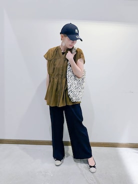 「GLOBAL WORK（グローバルワーク）のアイテム（パンツ）」を使った、のみ子さん（レディース・154cm）の夏コーディネート
