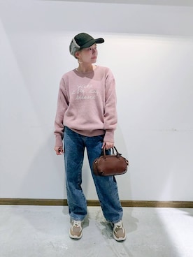 「撥水」｜「アイテム（デニムパンツ）」を使った、のみ子さん（レディース・154cm）の冬コーディネート