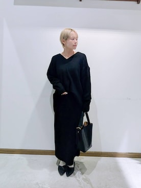 「ハグミーニット_GLOBALWORK」｜「アイテム（キャミソール）」を使った、のみ子さん（レディース・154cm）の冬コーディネート