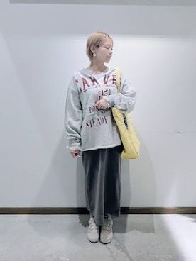 「GLOBAL WORK（グローバルワーク）のアイテム（トートバッグ）」を使った、のみ子さん（レディース・154cm）の冬コーディネート